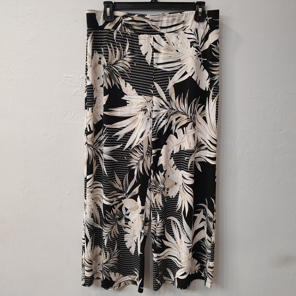 Soft Works Gaucho Wide Leg Pant Sz Large Tropical Polka Dot Liquid Stretch